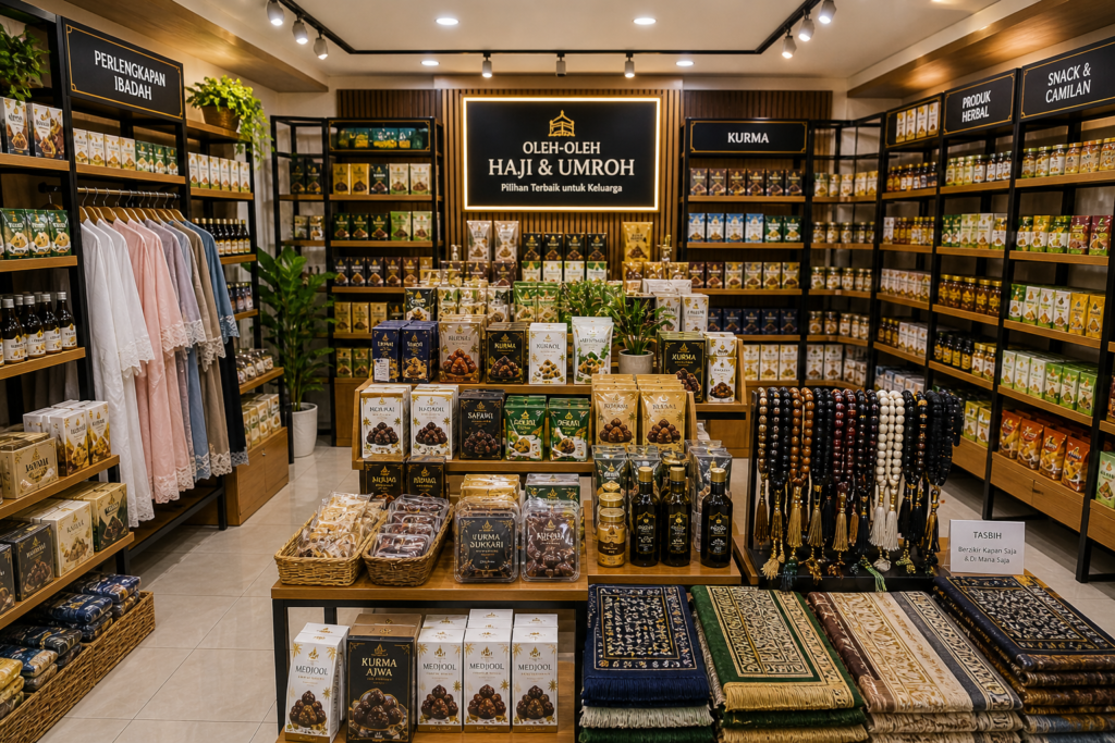 tampilan toko oleh oleh haji lengkap dengan berbagai produk untuk reseller